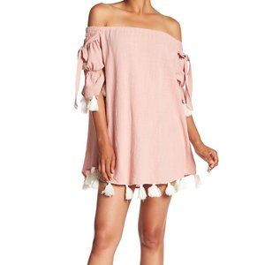 Vintage Havana Off the Shoulder Textured Dress